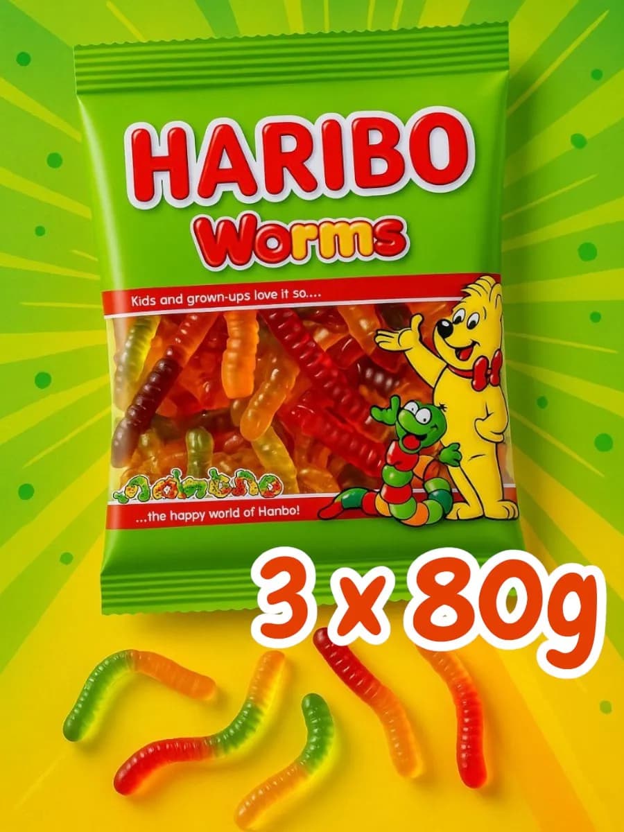 Жевательный мармелад Червячки, 80г х 3