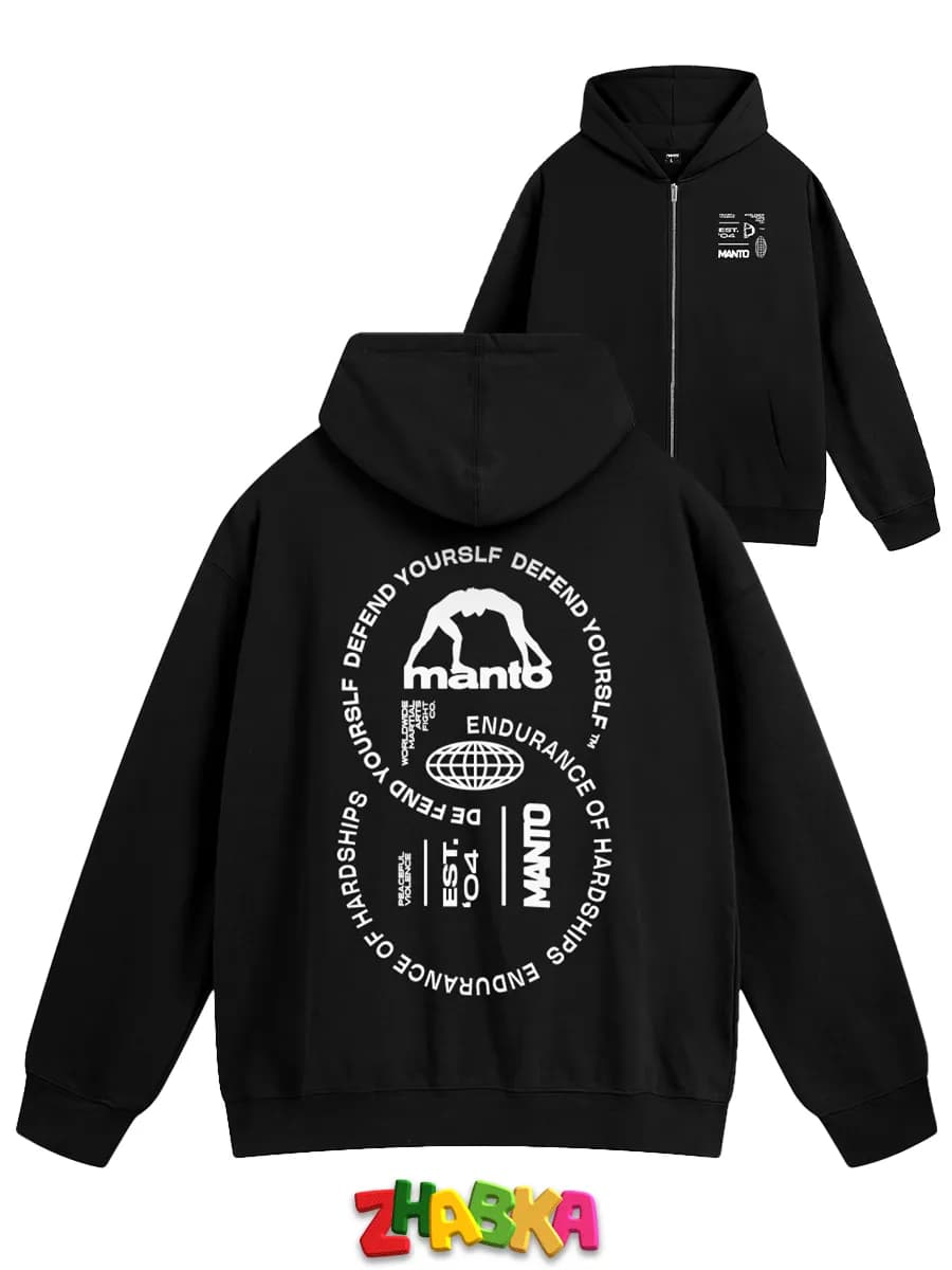 Зип худи манто черный с принтом sk8 - фото 1