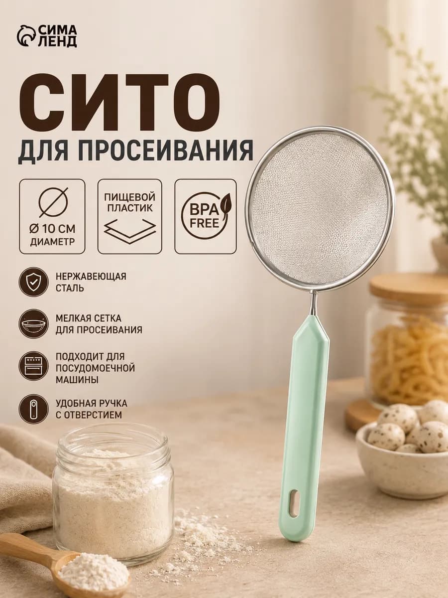 Сито для просеивания с ручкой «Хозяюшка» d=10 см