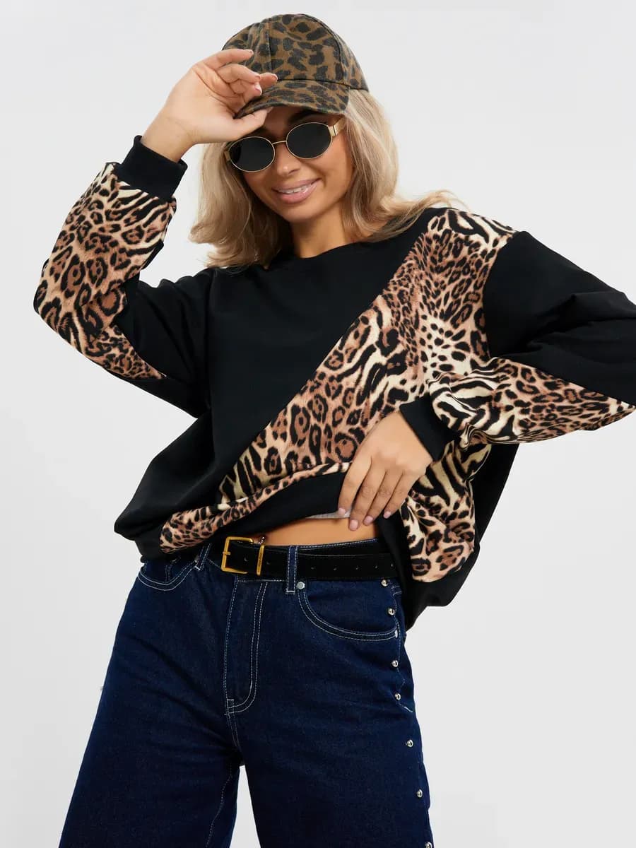 Свитшот оверсайз хлопковый трикотажный