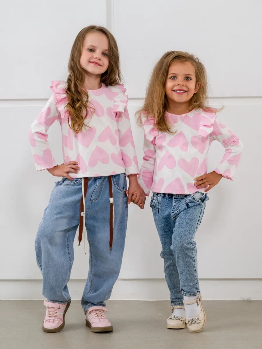 Лонгслив детский с длинным рукавом в рубчик