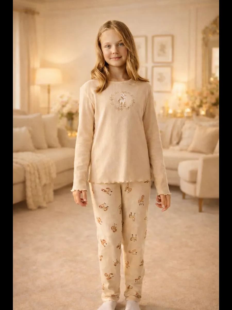 Пижама детская новогодняя со штанами хлопок