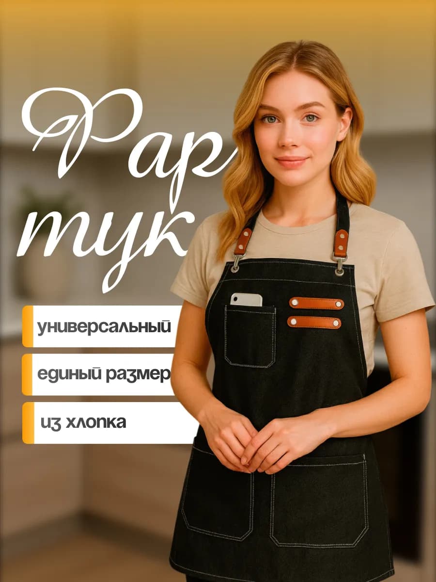 Фартук кухонный поварской с карманами
