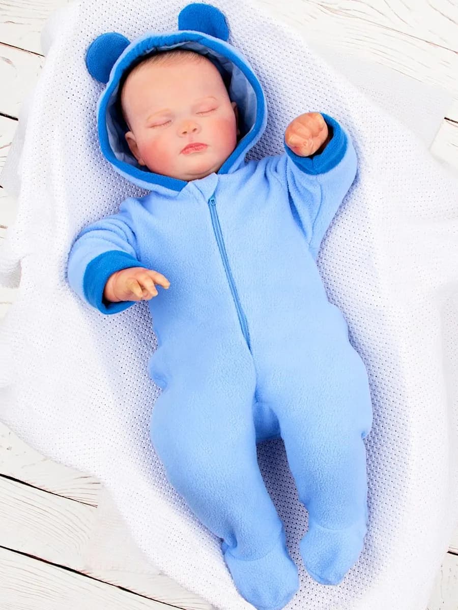 Комбинезон для новорожденных малышей флисовый с капюшоном