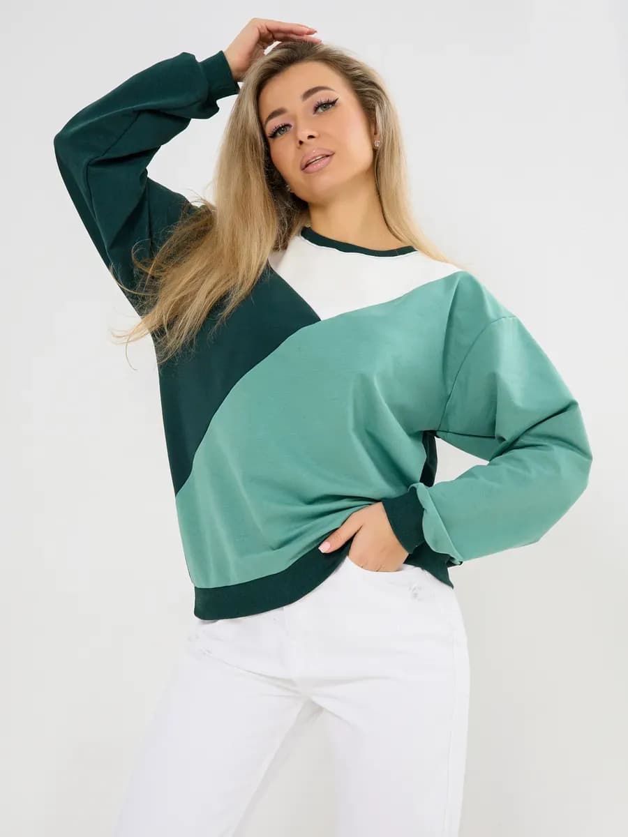 Свитшот оверсайз хлопковый трикотажный