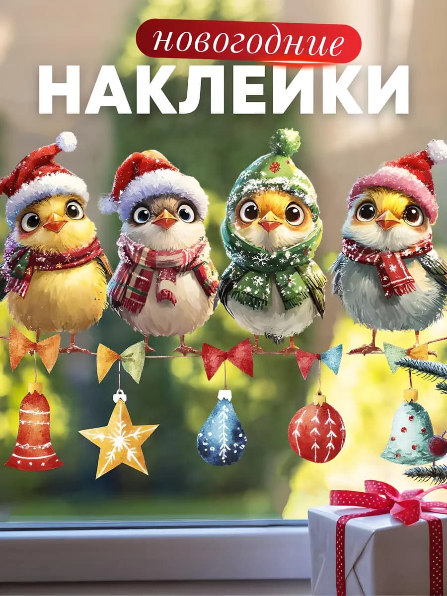 Наклейки новогодние на окна новый год 2026