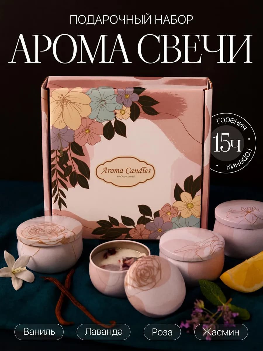 Подарочный набор для женщин подарок маме на новый год свечи - фото 1