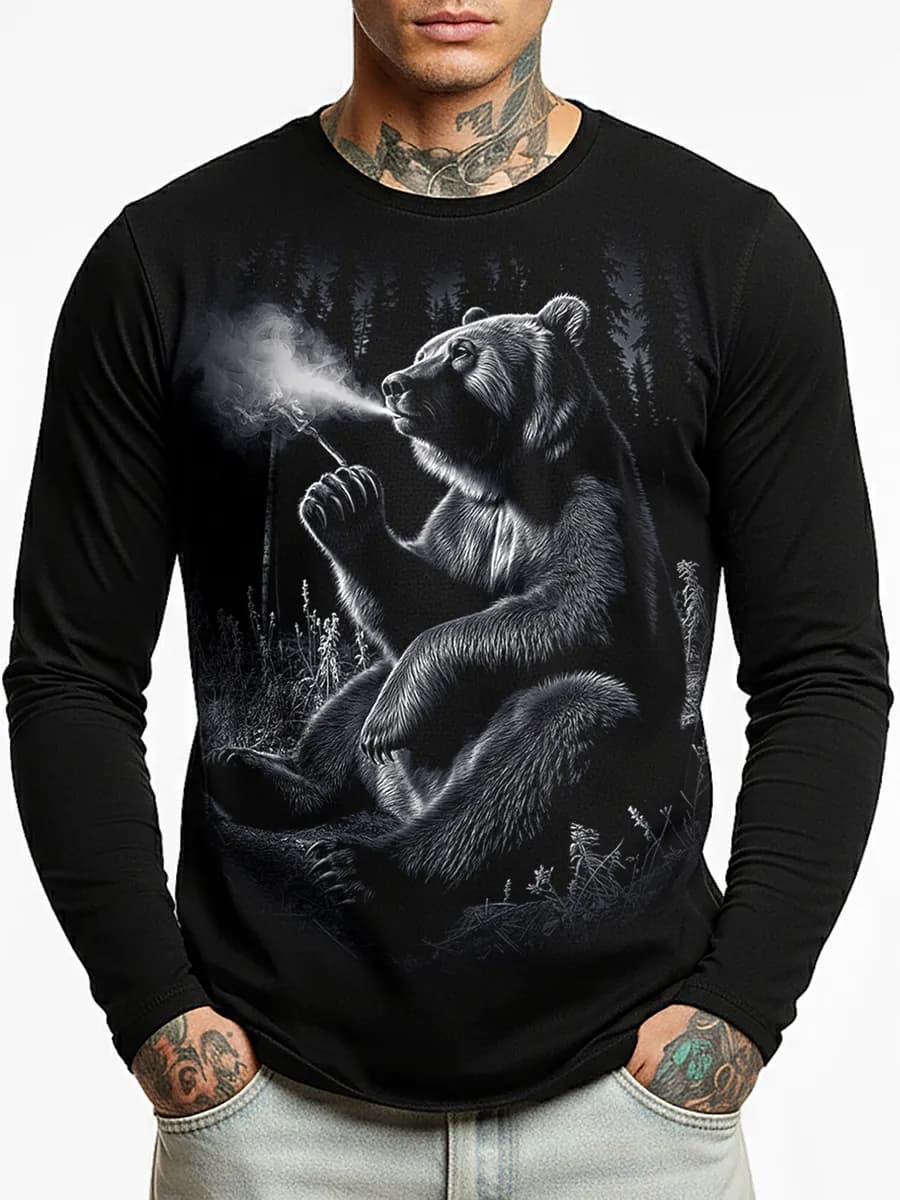 Лонгслив с принтом Медведя