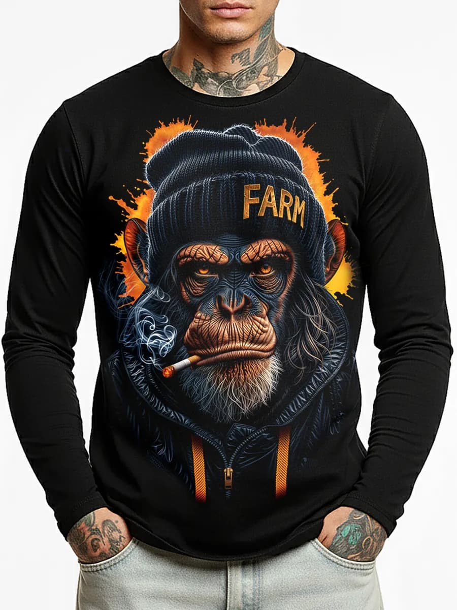 Лонгслив с принтом Обезьяны