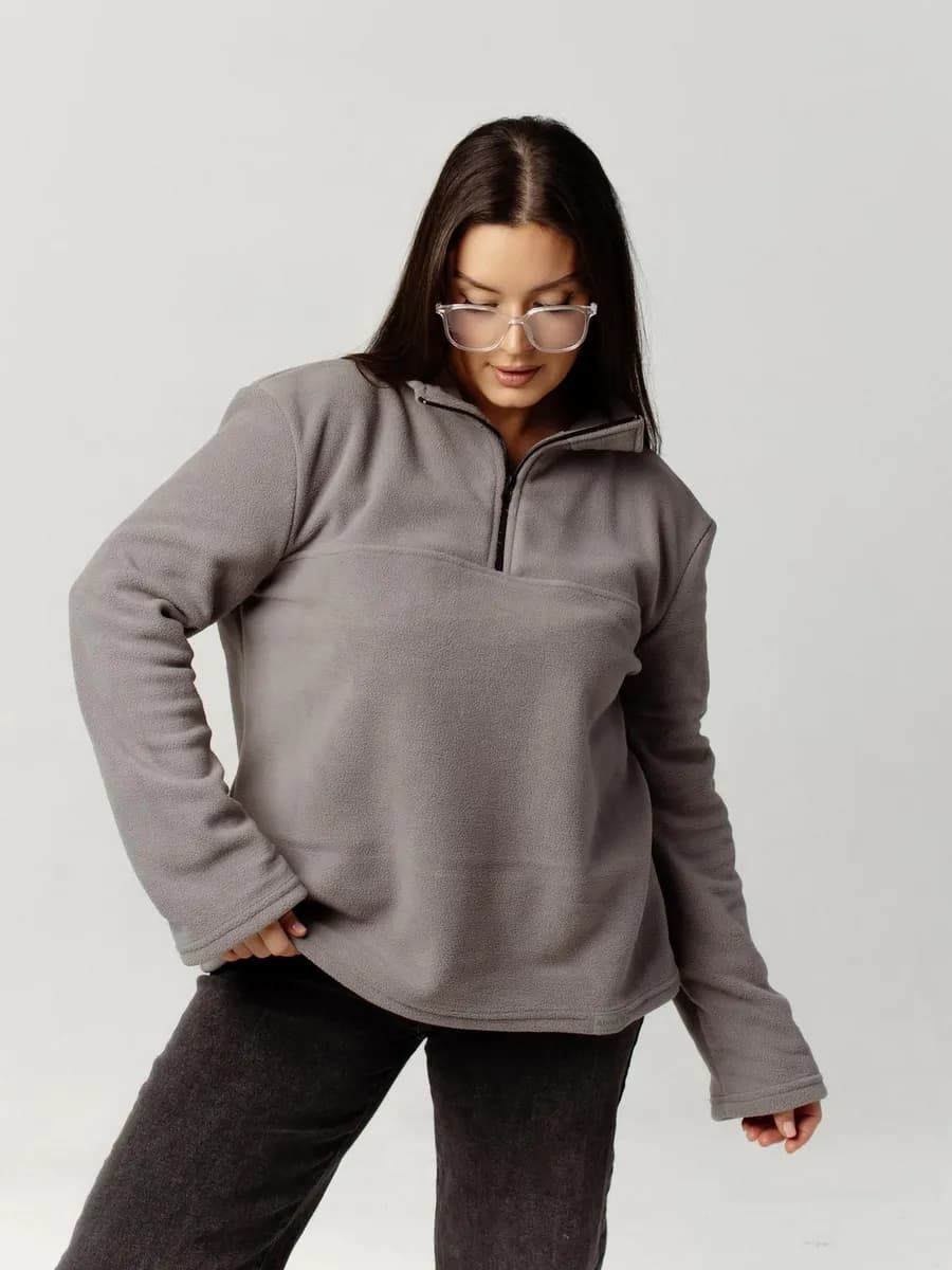 Толстовка флисовая на молнии оверсайз большие размеры