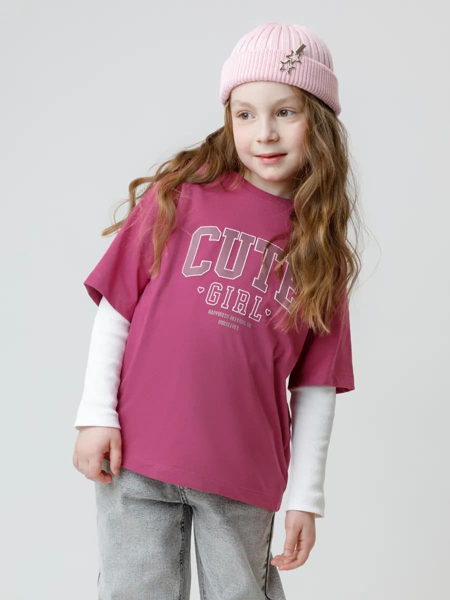 Свободная футболка для девочки хлопковая