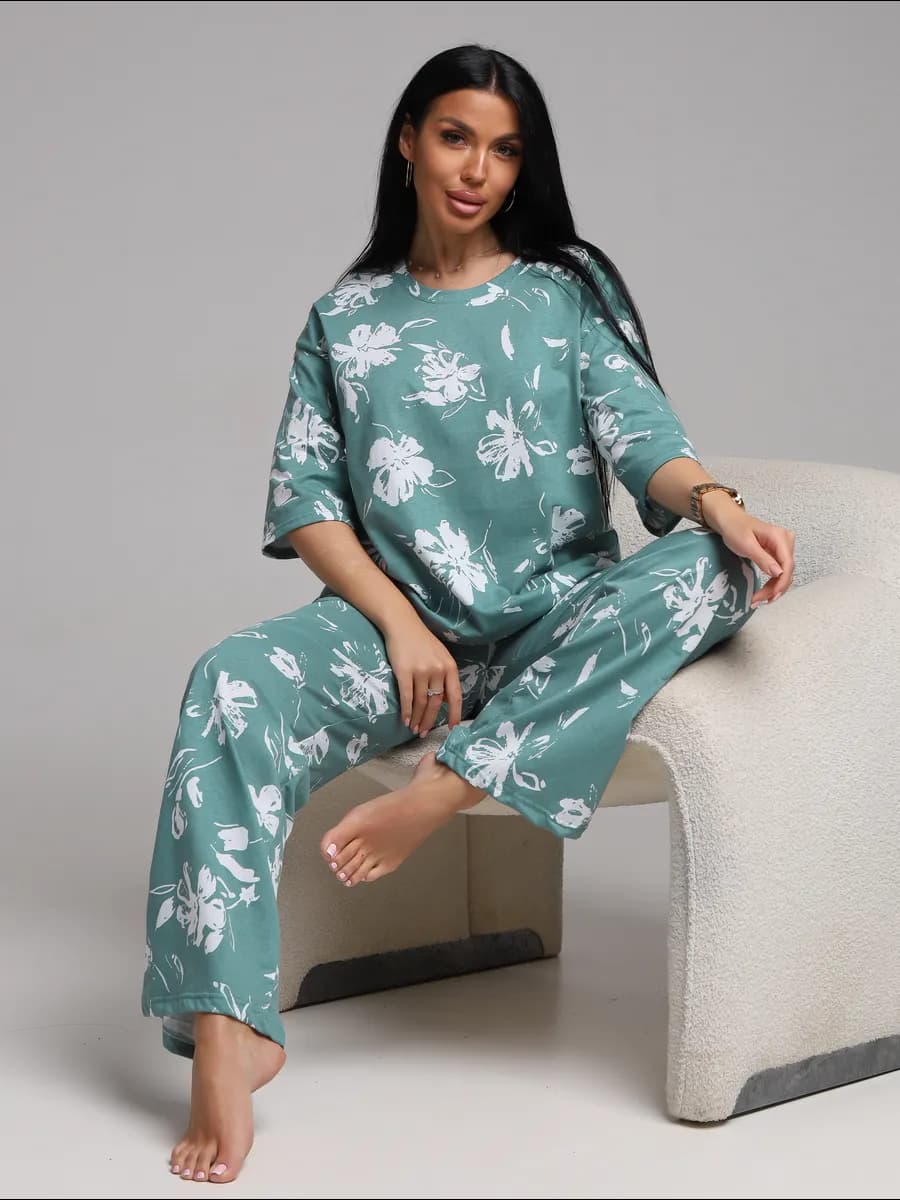 Костюм с брюками домашний больших размеров