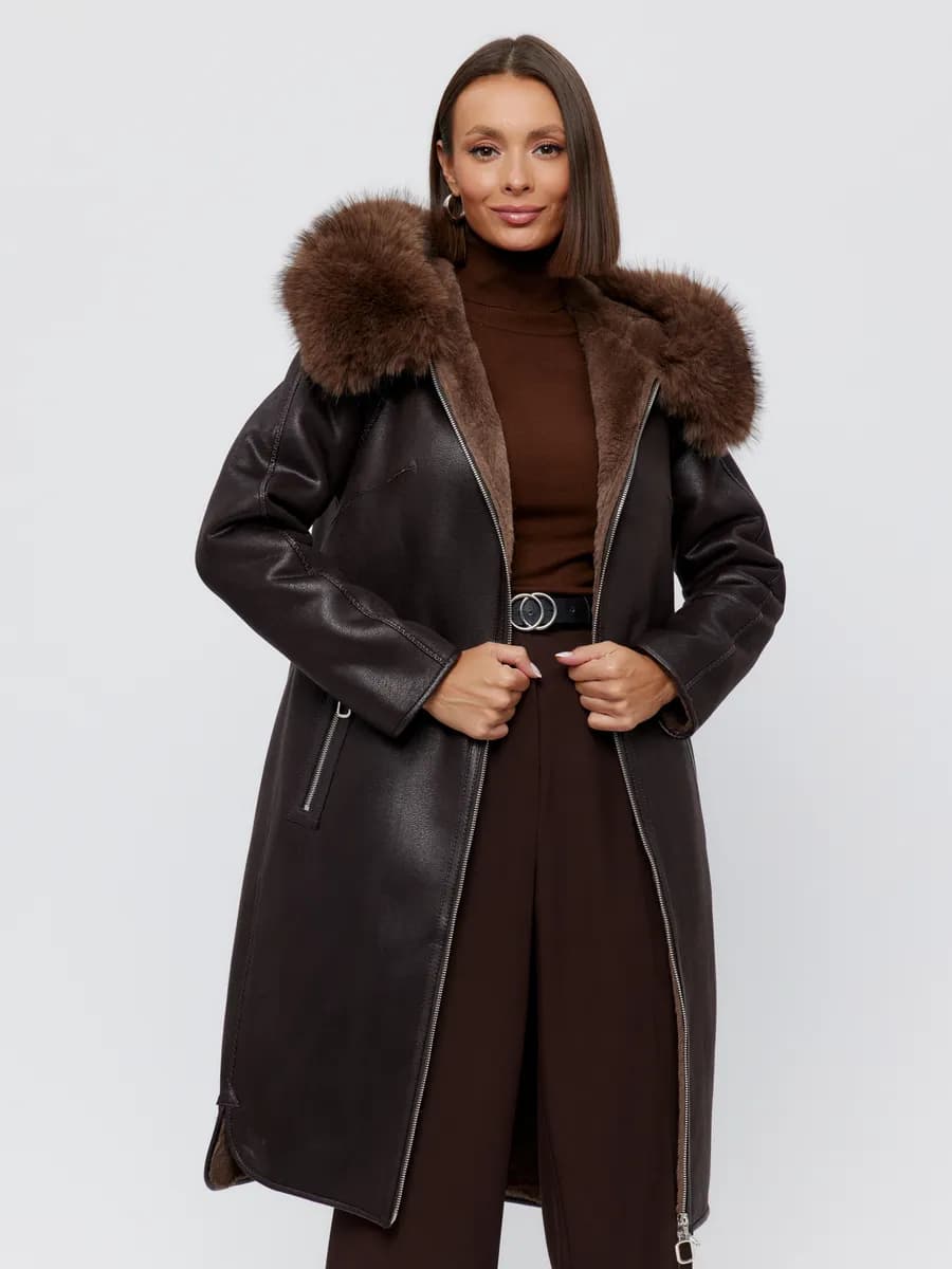 Дубленка зимняя кожаная с капюшоном большие размеры