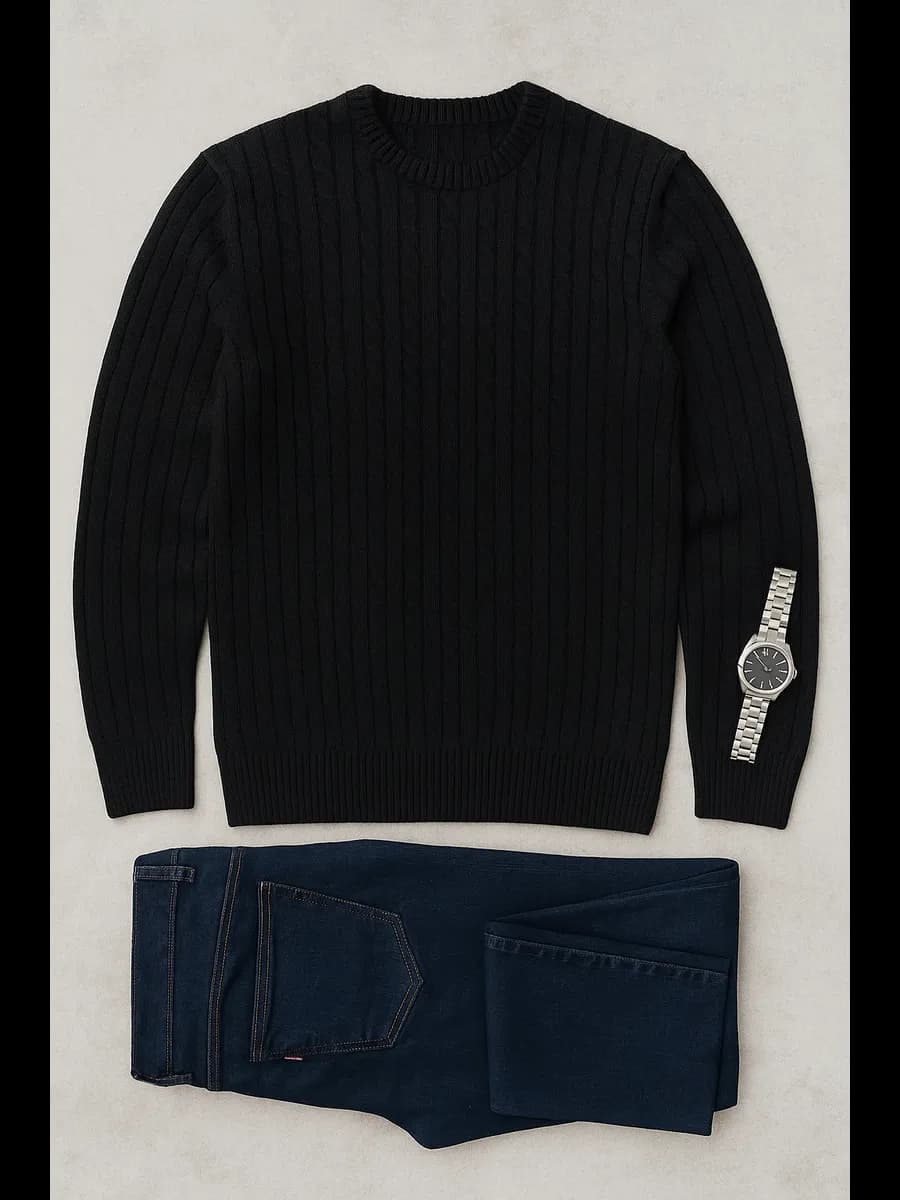 Свитер теплый без воротника