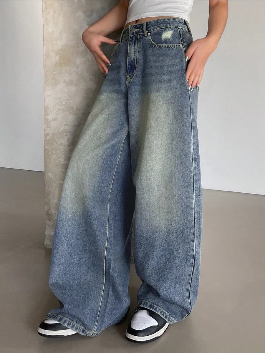 Джинсы багги широкие прямые бойфренды y2k оверсайз
