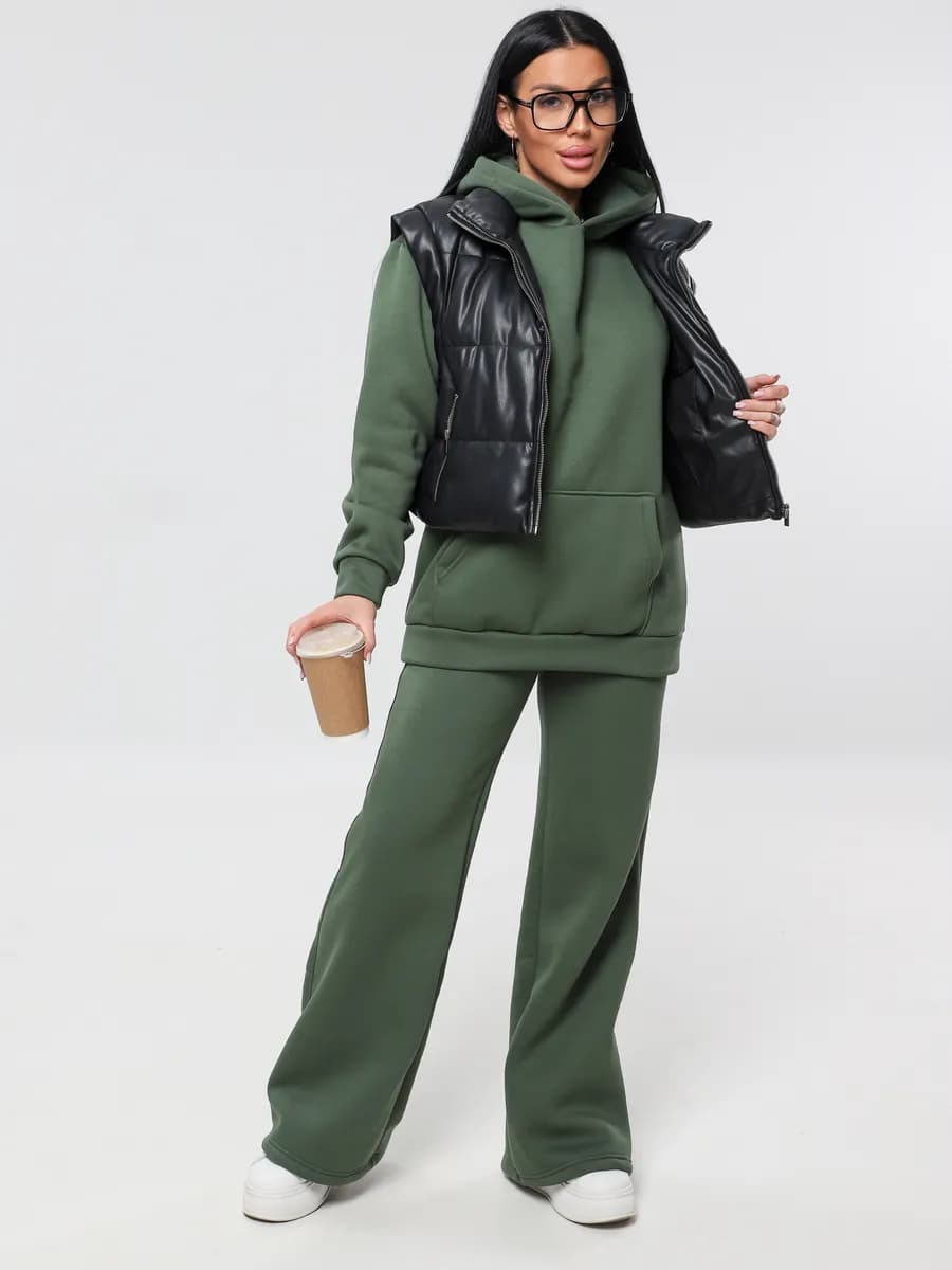 Костюм с брюками теплый больших размеров новогодний