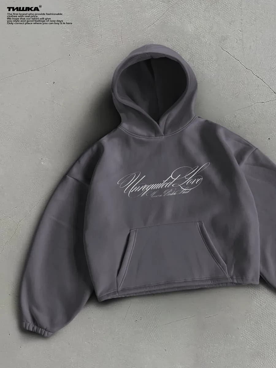 Укороченное оверсайз худи с принтом гранж