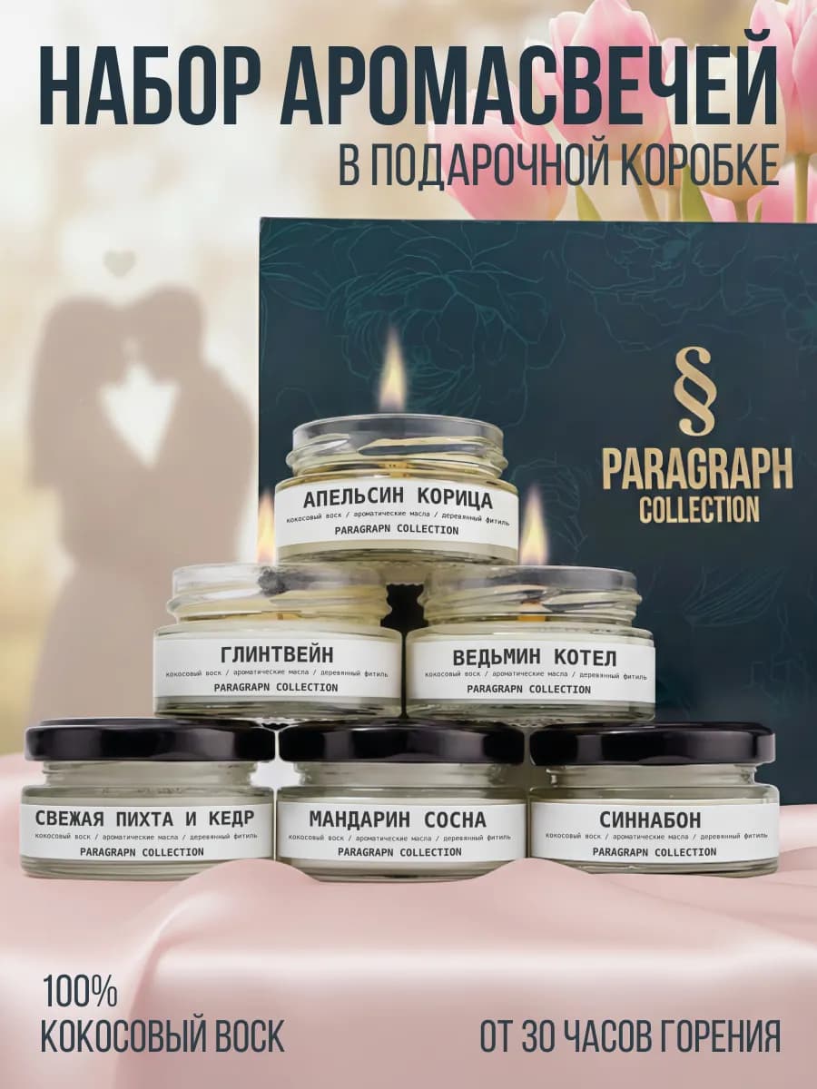 Подарочный набор ароматических свечей на Новый год 6 шт
