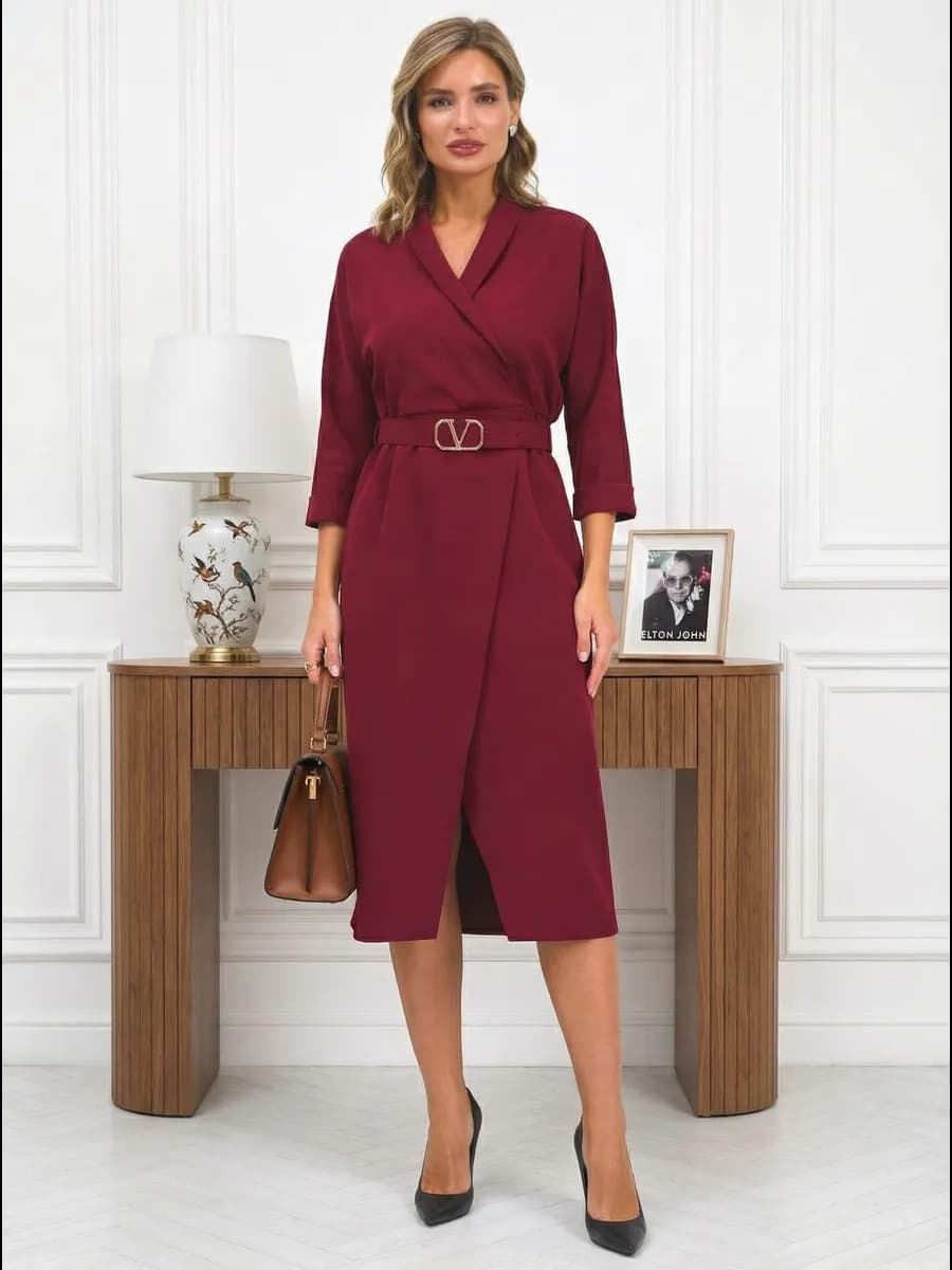 Платье праздничное миди с ремнем