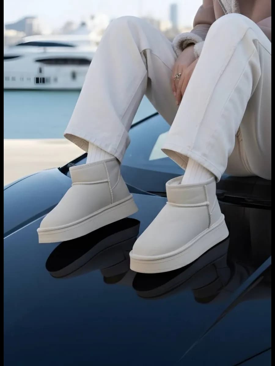 Угги зимние с мехом на платформе