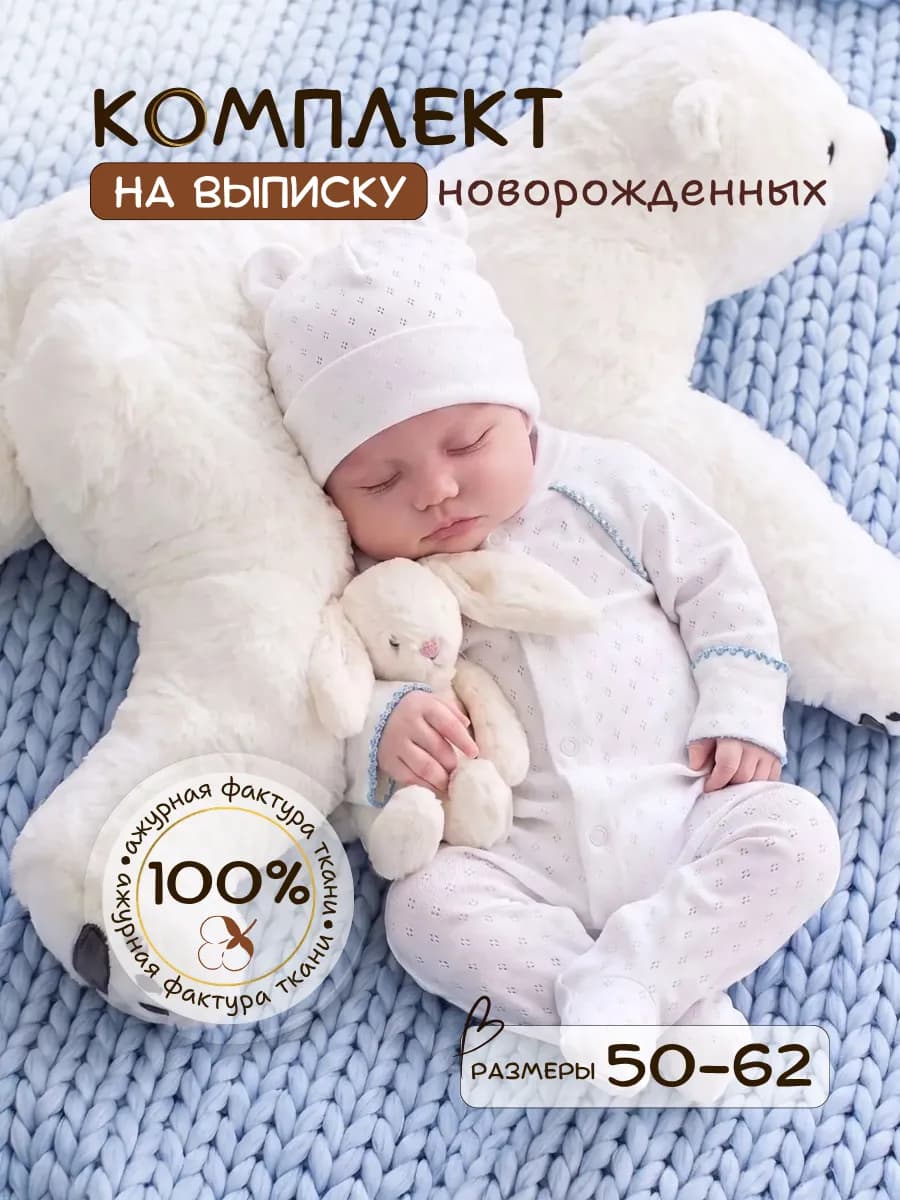 Комплект на выписку новорожденного ажурный