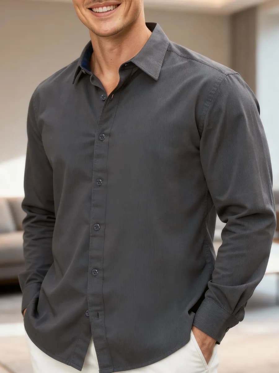 Рубашка вельветовая теплая с длинным рукавом