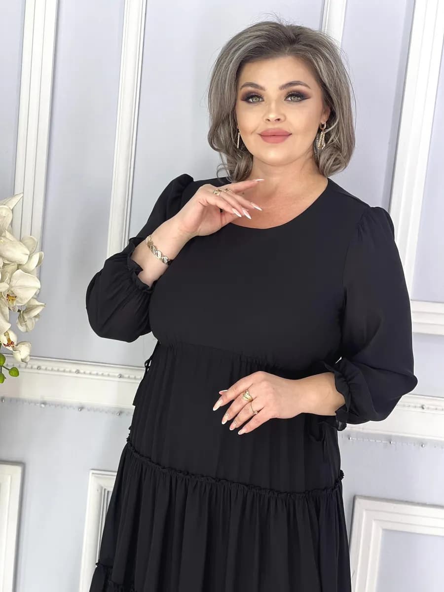 Платье больших размеров, однотонное, свободное