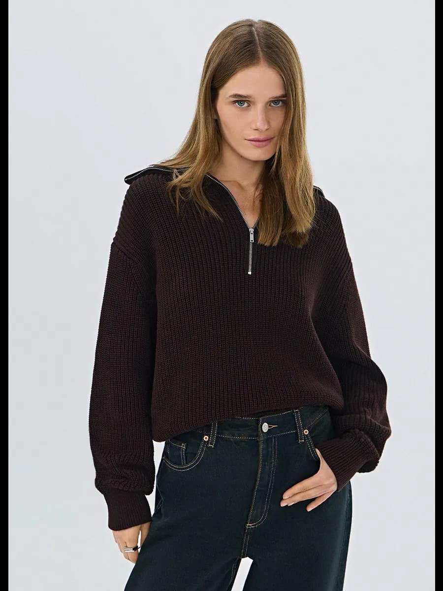 Джемпер хлопковый с воротником на молнии