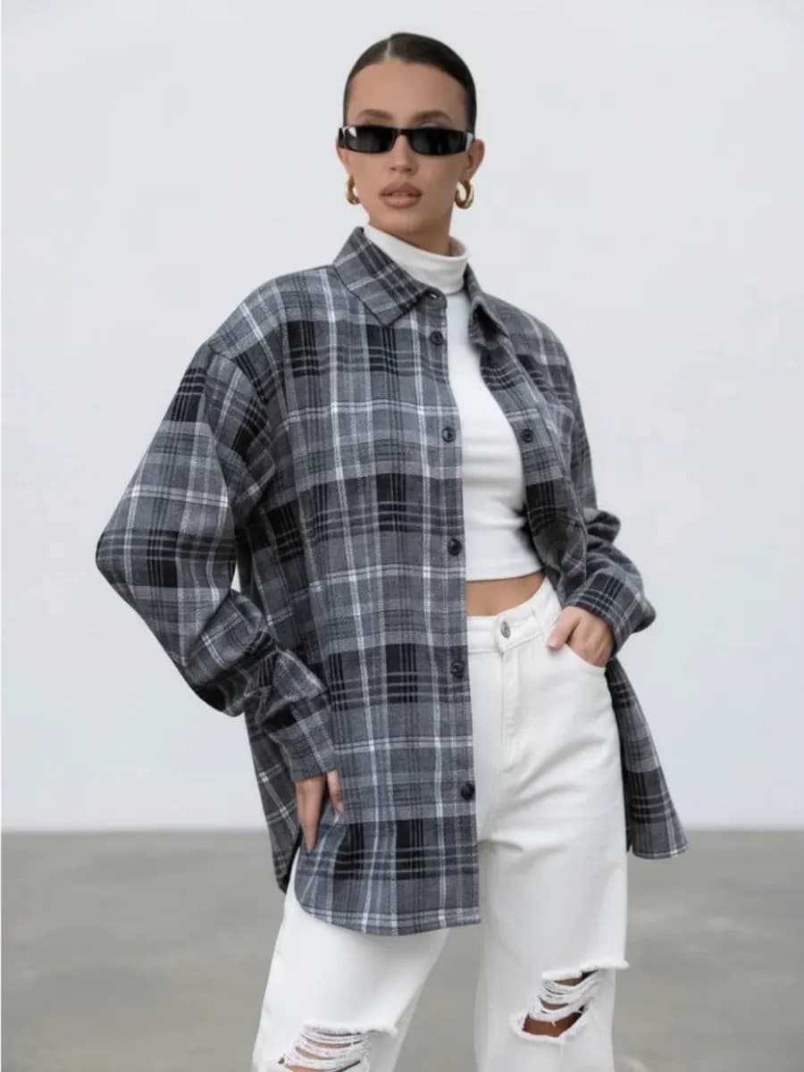 Рубашка в клетку оверсайз