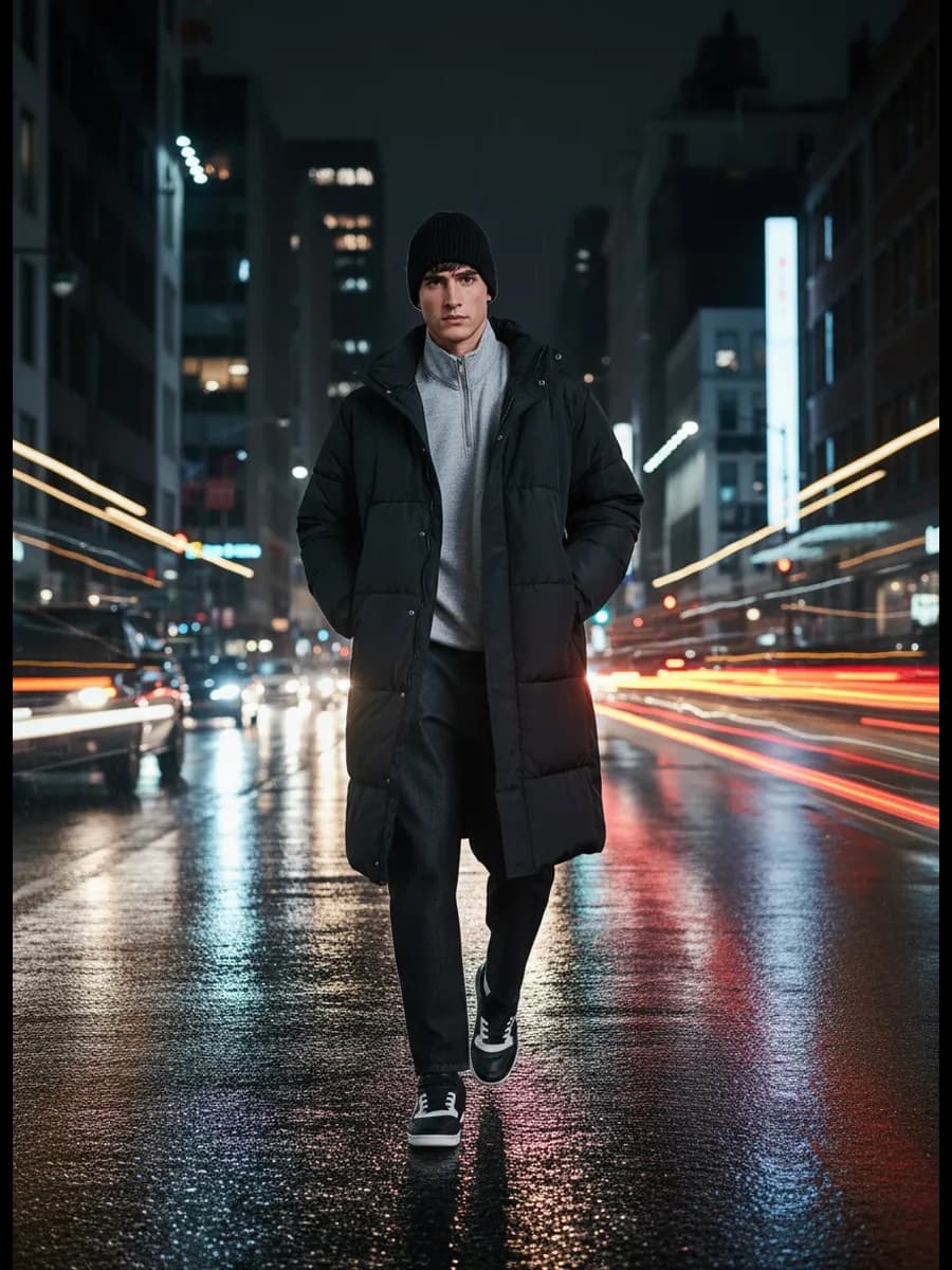 Куртка зимняя с капюшоном удлиненная