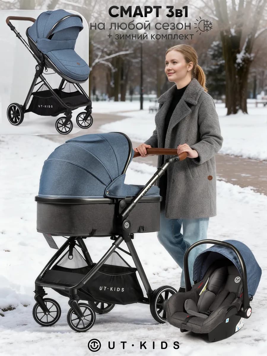 Коляска для новорожденных 3в1 с автолюлькой