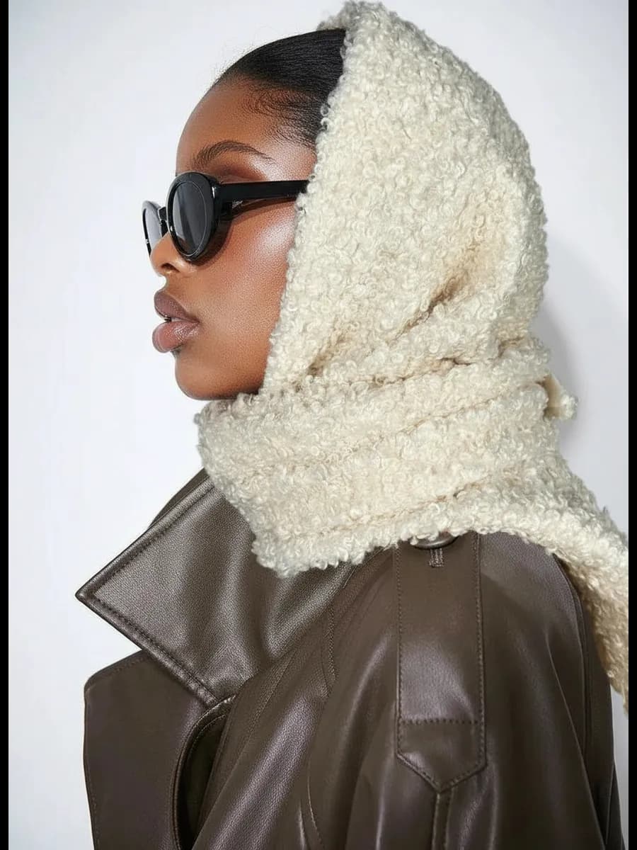 Косынка теплая на голову зимняя