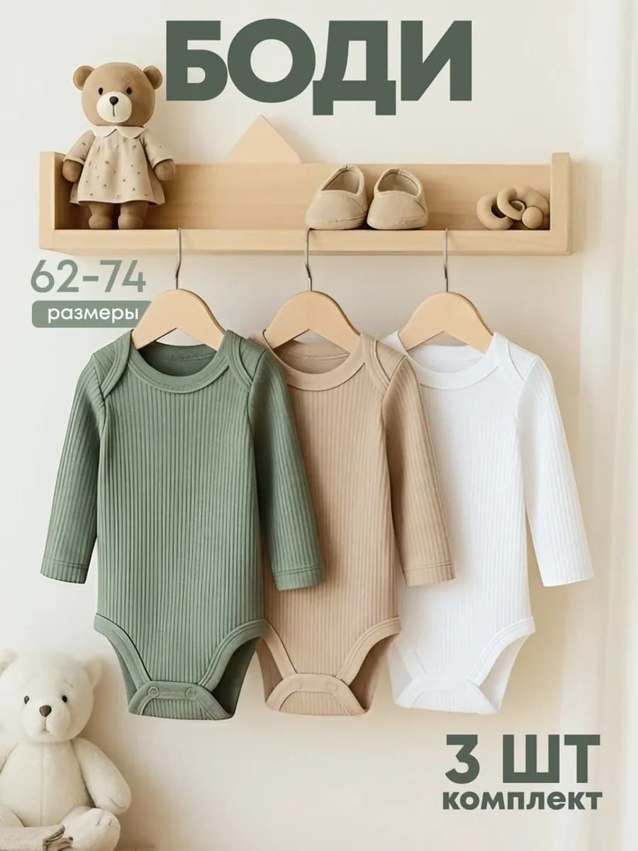 Боди для новорожденных 3 шт