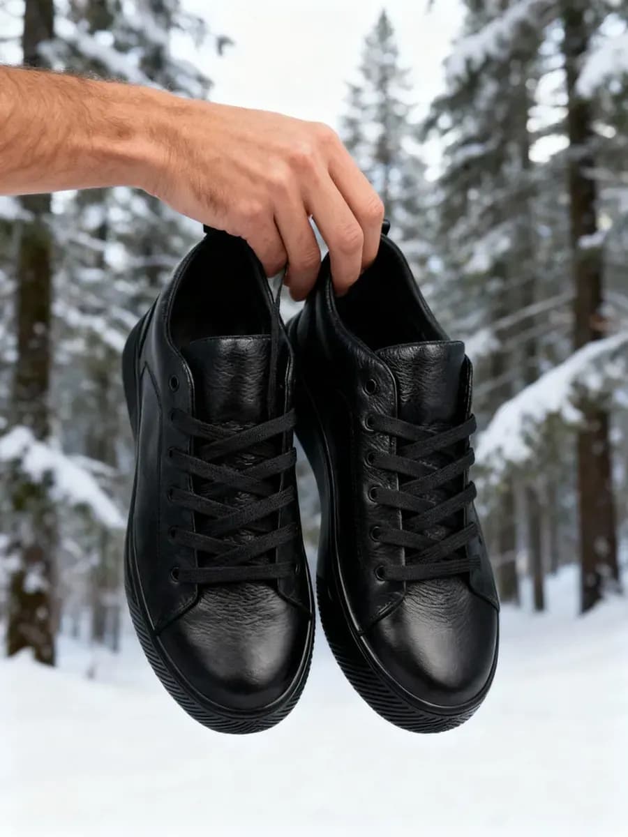 Кожаные ботинки зимние с натуральным мехом