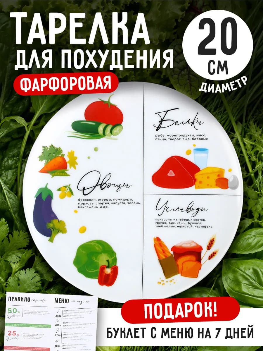 Тарелка для похудения секционная гарвардская, 20 см