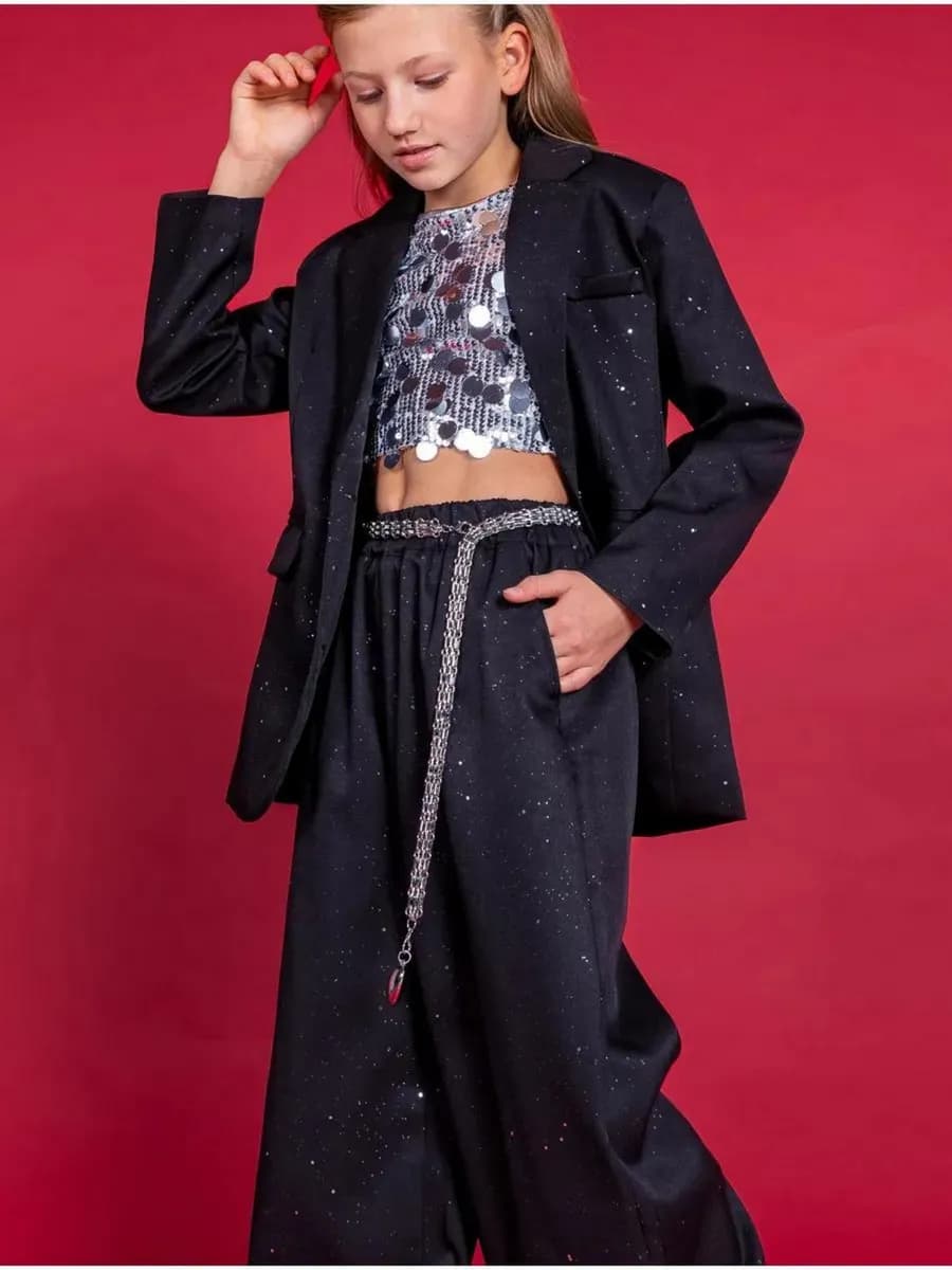 Костюм двойка с жакетом блестящий