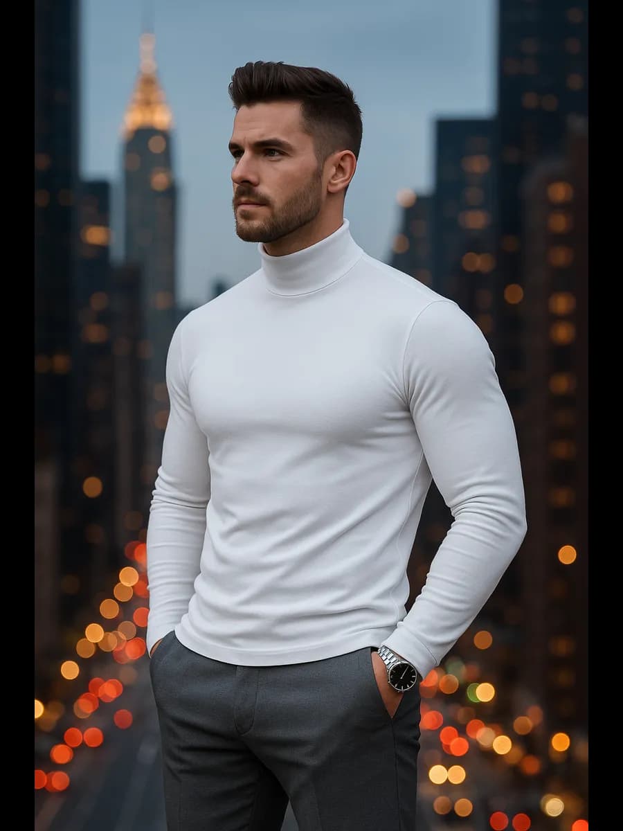 Водолазка тонкая с длинным рукавом хлопок