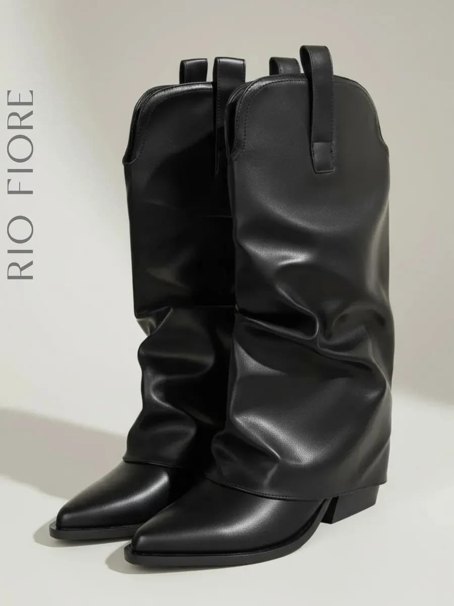 Сапоги демисезонные на каблуке трубы