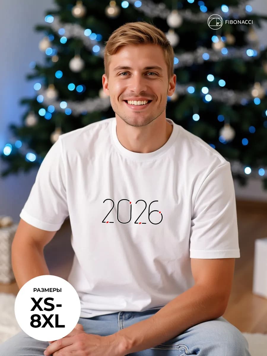 Футболка с надписью "Новый Год 2026" больших размеров