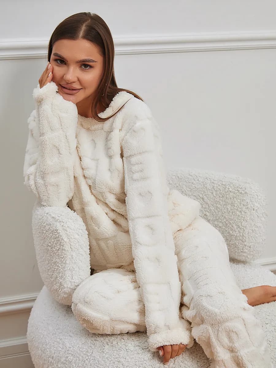 Костюм теплый женский домашний пижама плюшевая