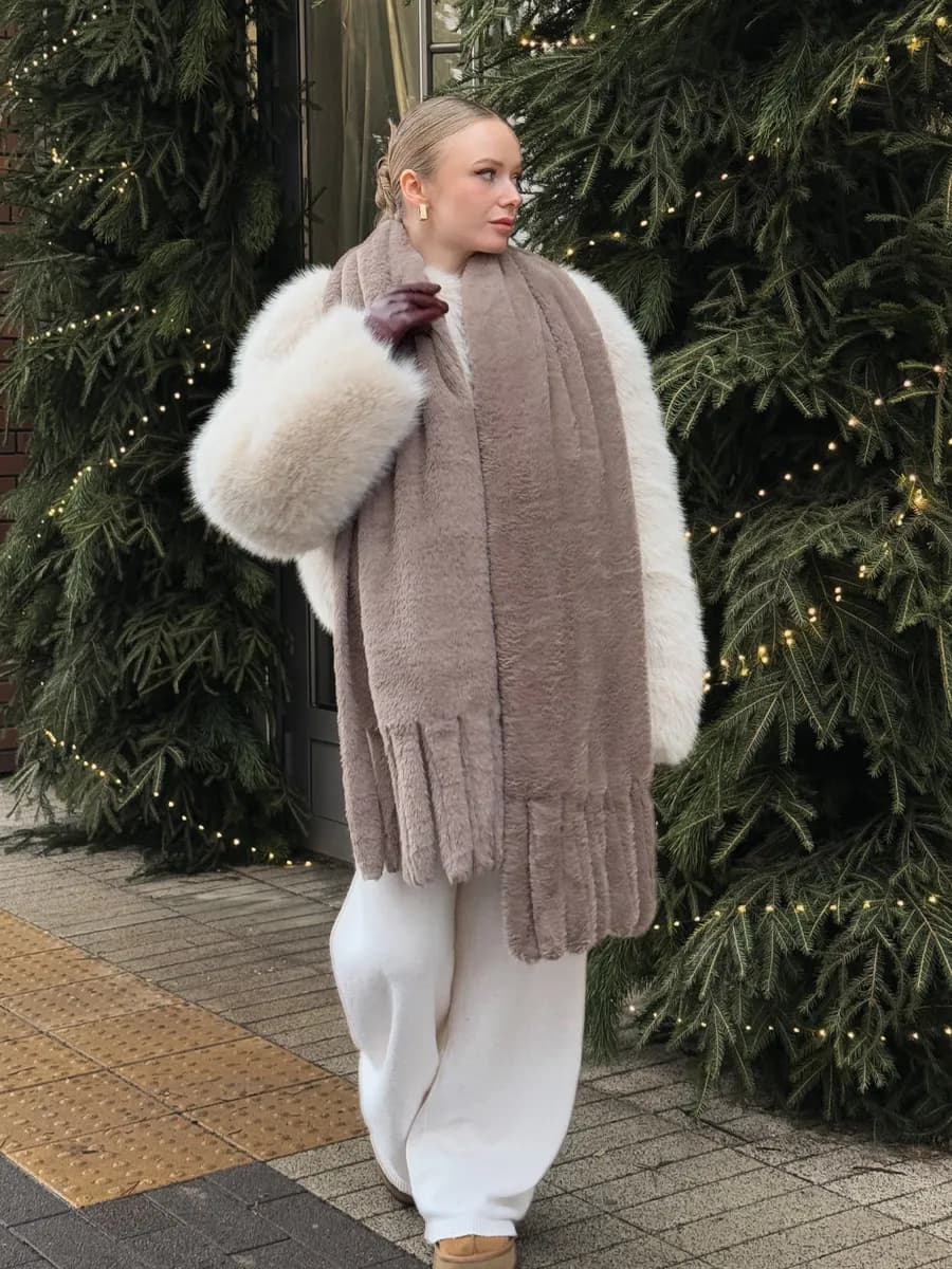 Шарф зимний теплый пушистый