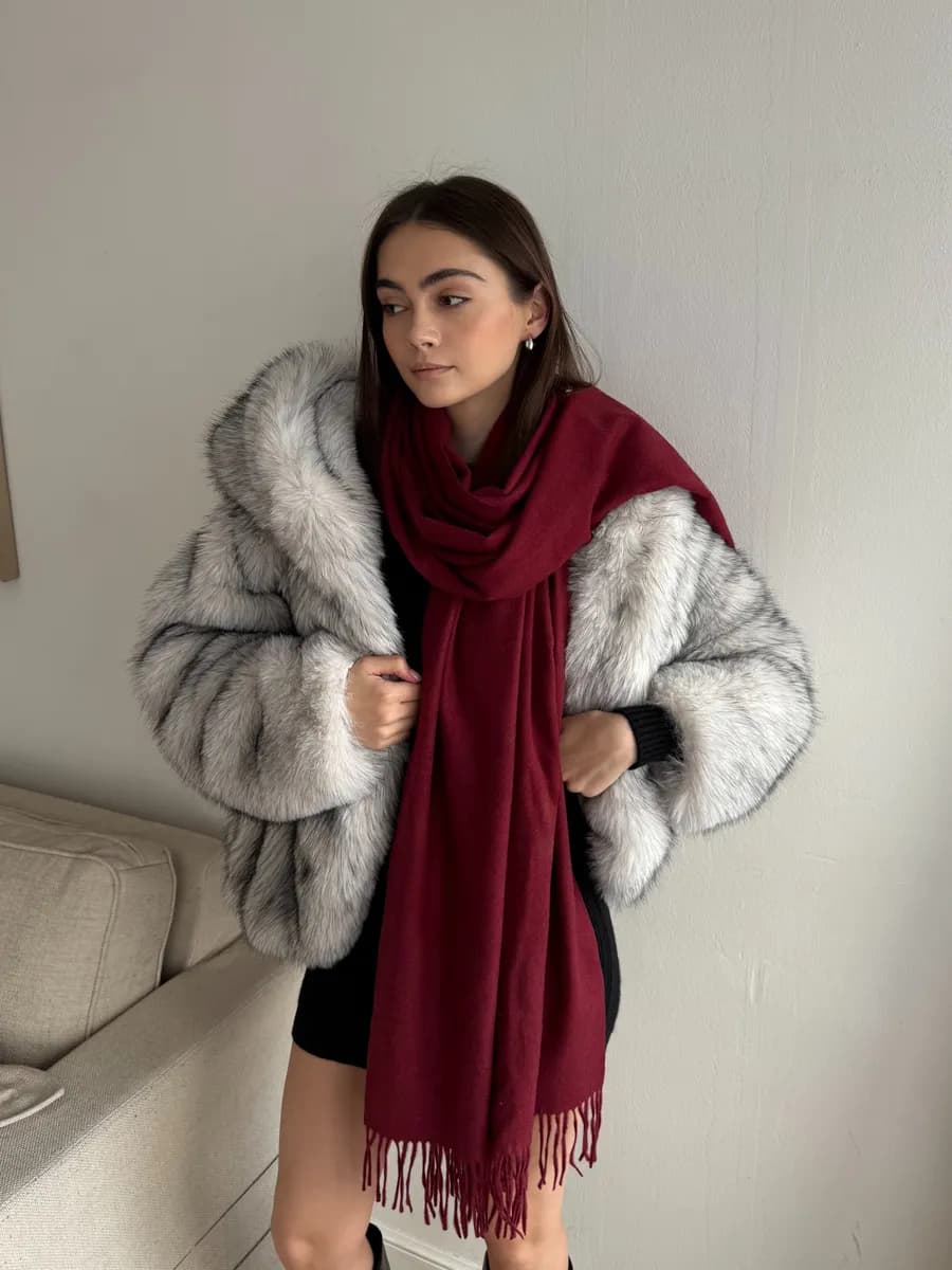 палантин шарф кашемировый бордовый