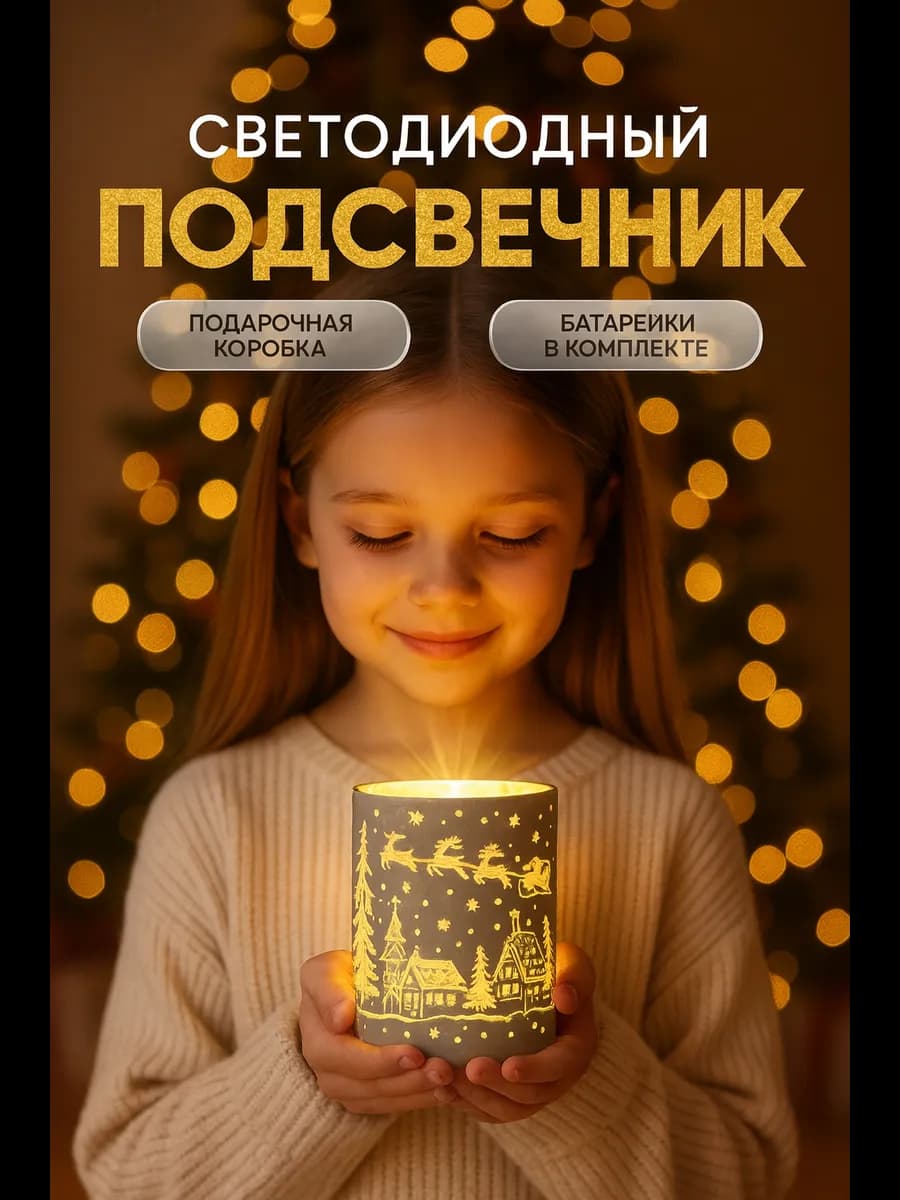 Светодиодный подсвечник в подарочной упаковке