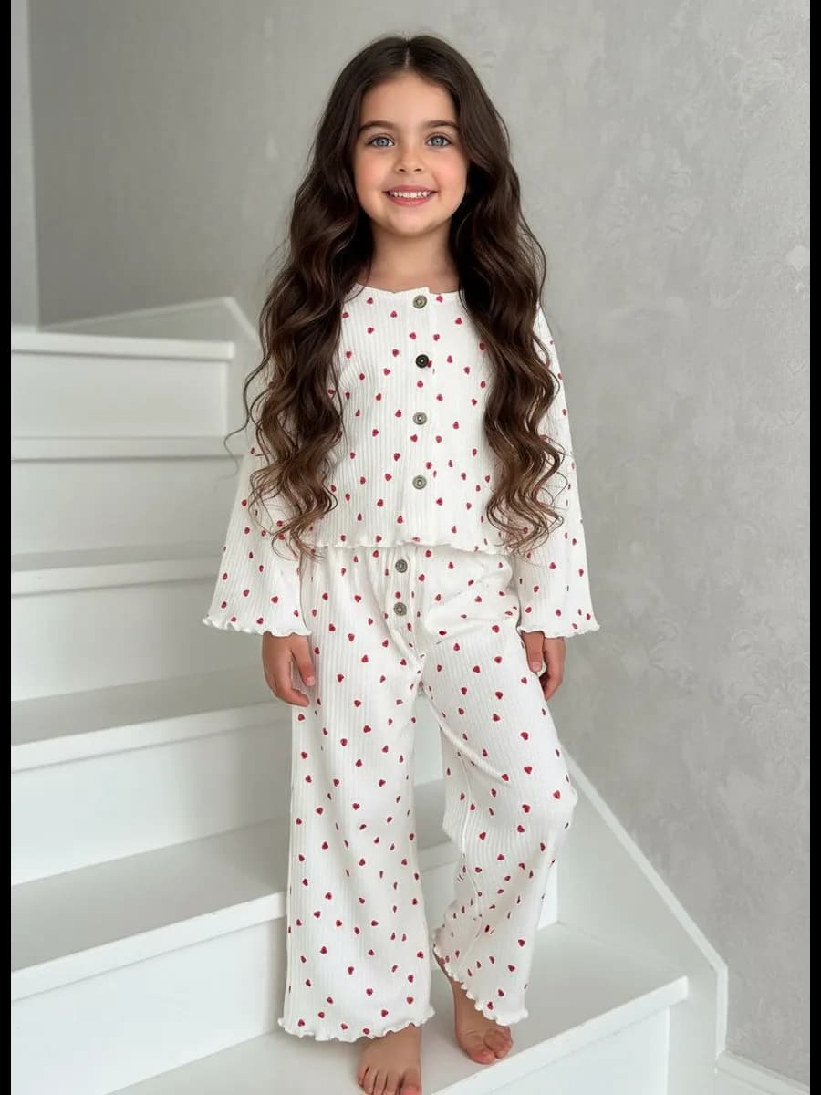 Пижама в рубчик для девочки