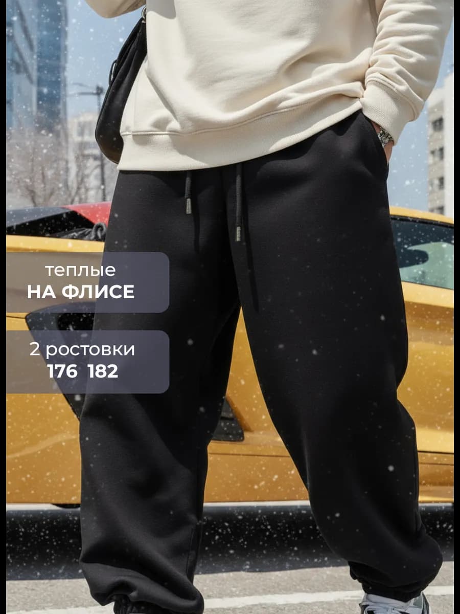 Брюки спортивные широкие с начесом