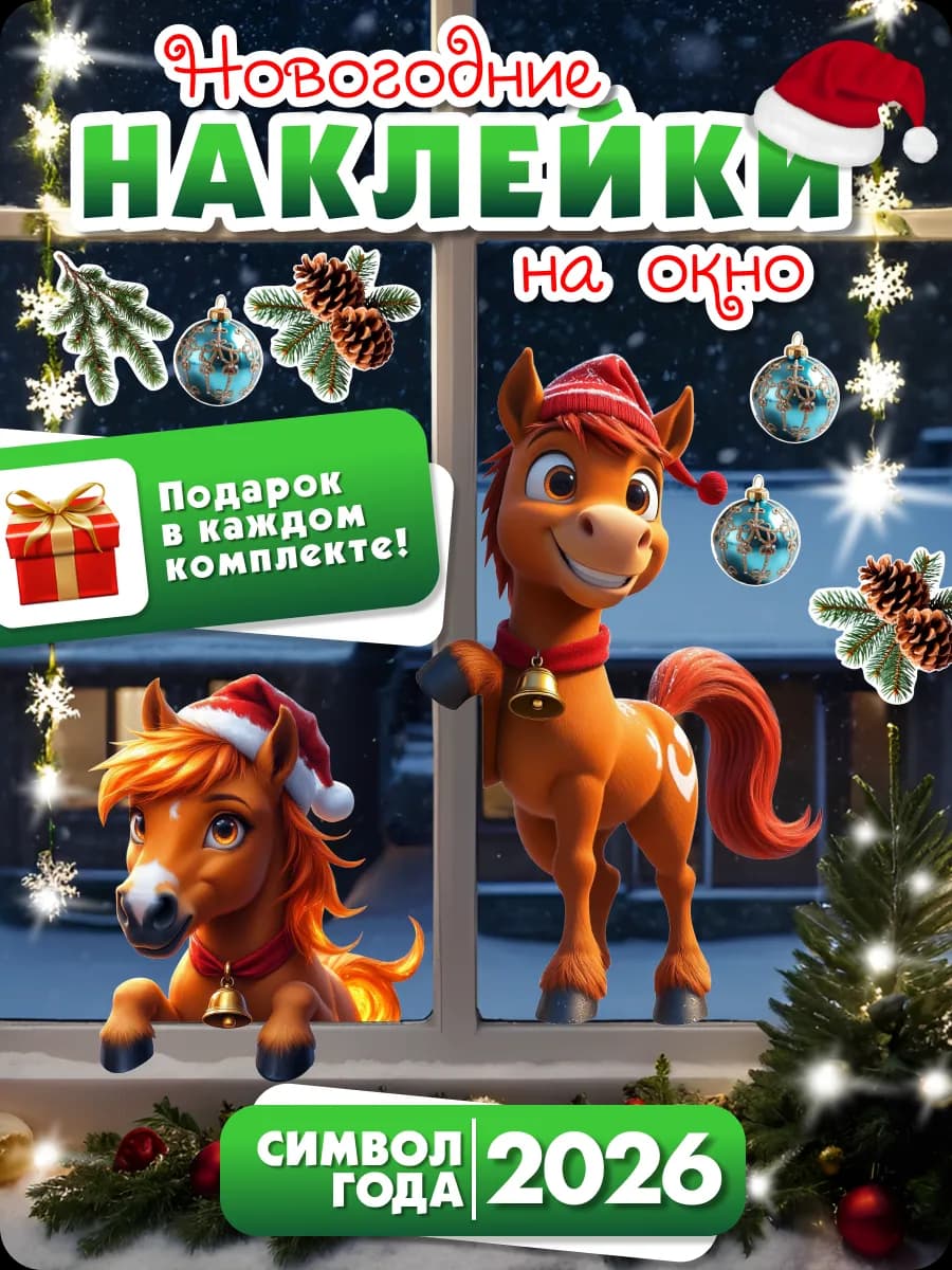 Наклейки новогодние интерьерные на стену - фото 1