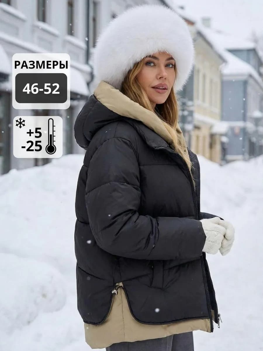 Куртка зимняя с капюшоном больших размеров