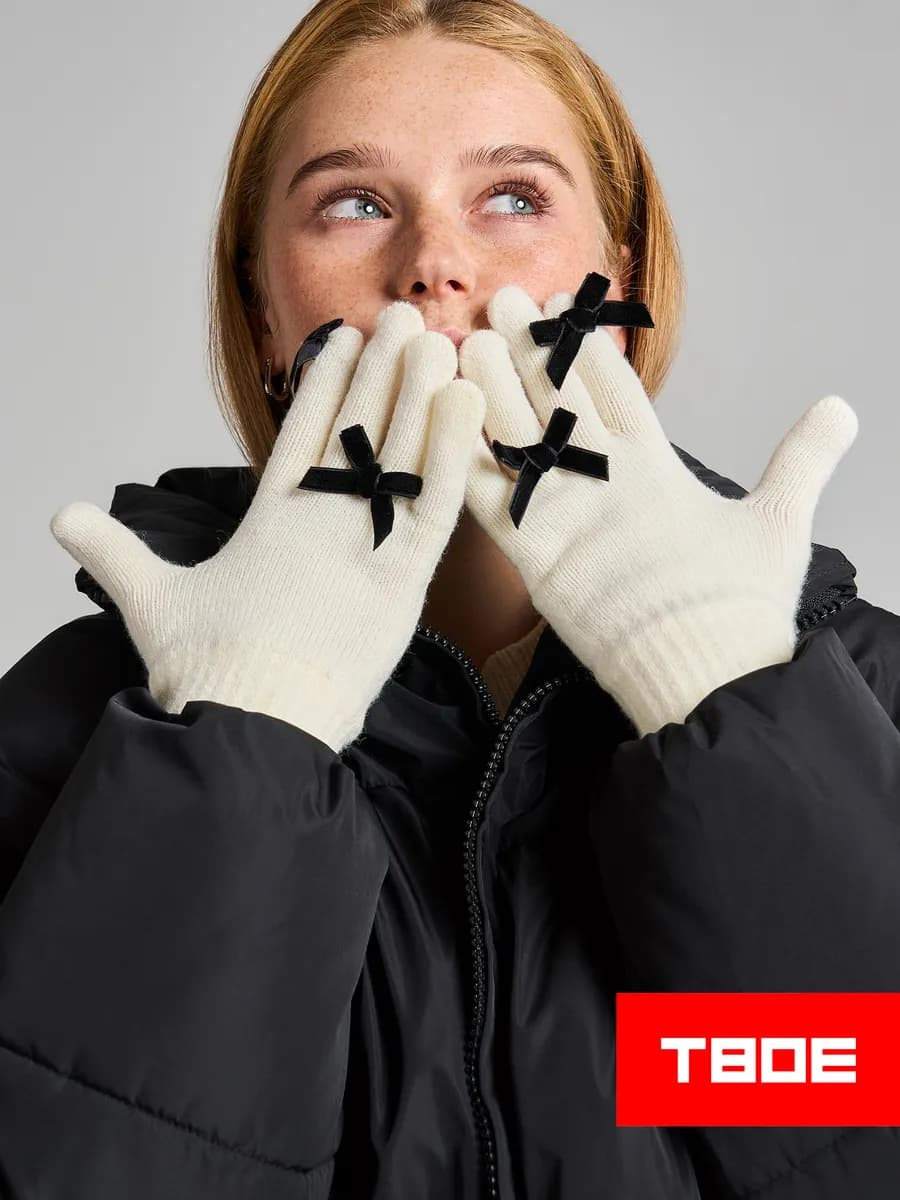 Перчатки вязаные с бантика