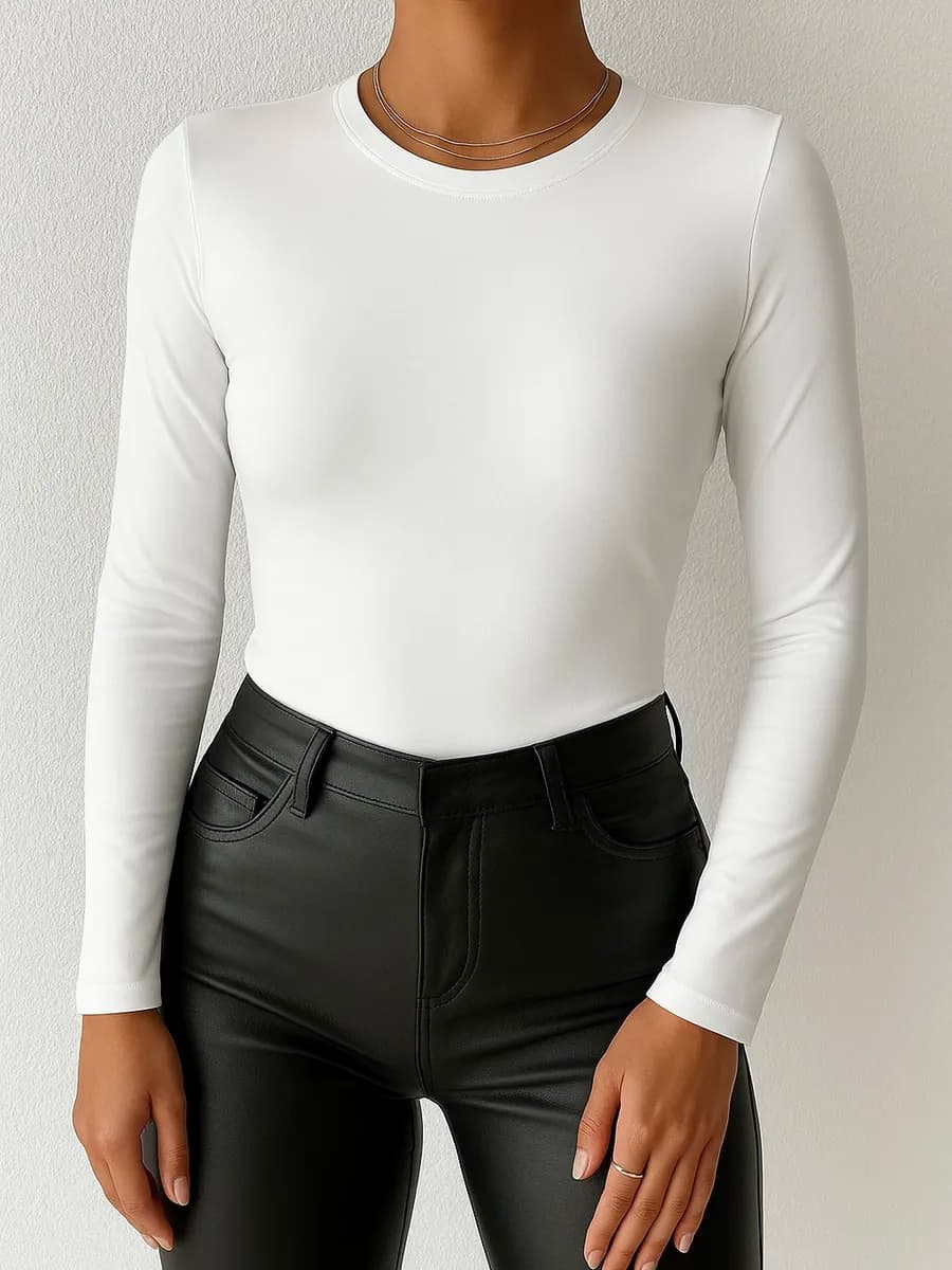 Лонгслив облегающий базовый с длинными рукавами skims