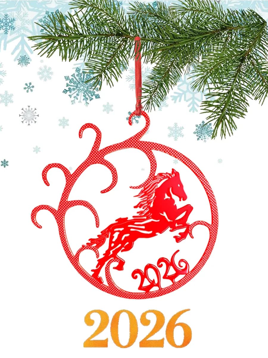 Елочная игрушка лошадь символ 2026 года